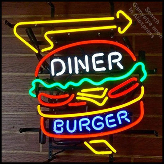 Diner Burger Neon Sign Ziggy's Pop Toy Shoppe