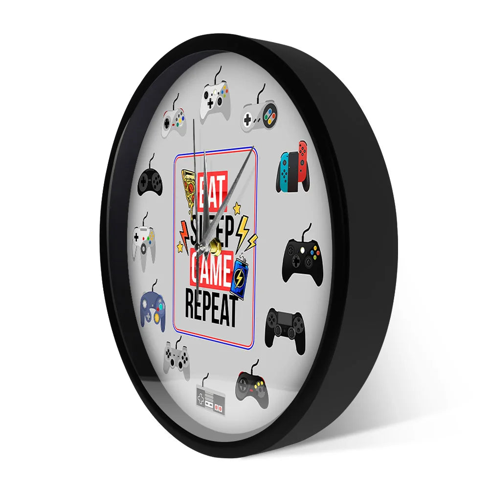 Eat Sleep Game Repeat Gamepad Controllers LED Wall Clock Ziggy's Pop Toy Shoppe