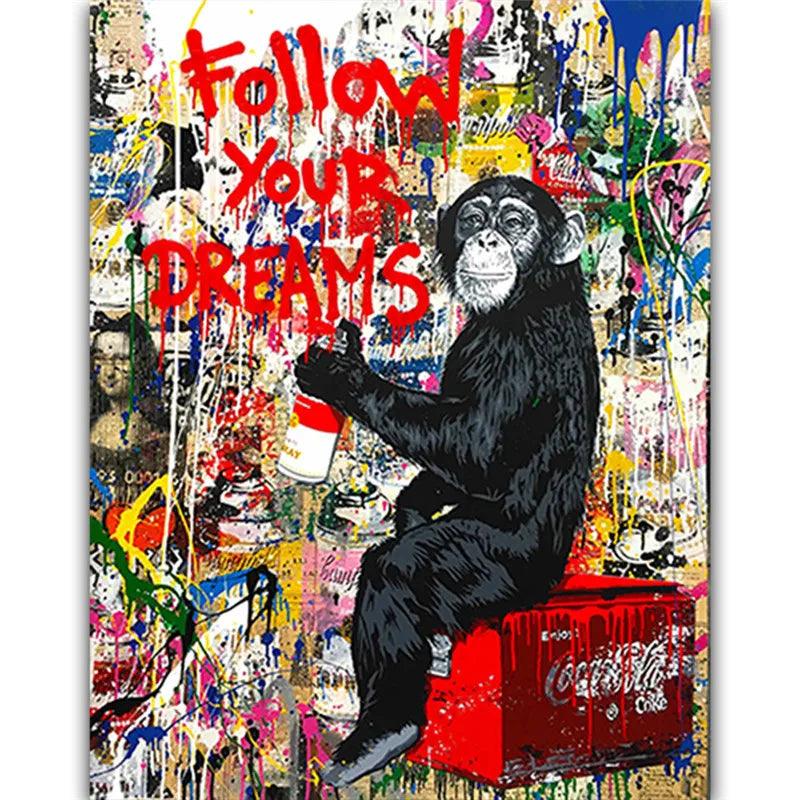 Follow Your Dreams Graffiti Art Banksy Canvas Ziggy's Pop Toy Shoppe