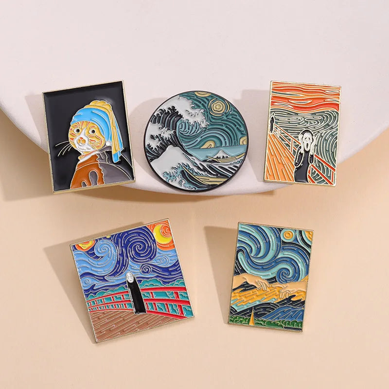 Fun Van Gogh Oil Painting Enamel Pins - 26 Styles Ziggy's Pop Toy Shoppe