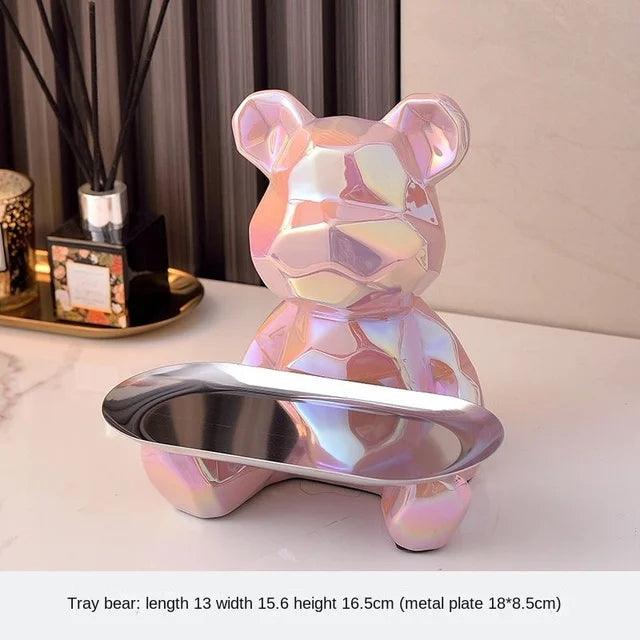 Geometric Bear Piggy Bank Statues with Tray Storage Ziggy's Pop Toy Shoppe