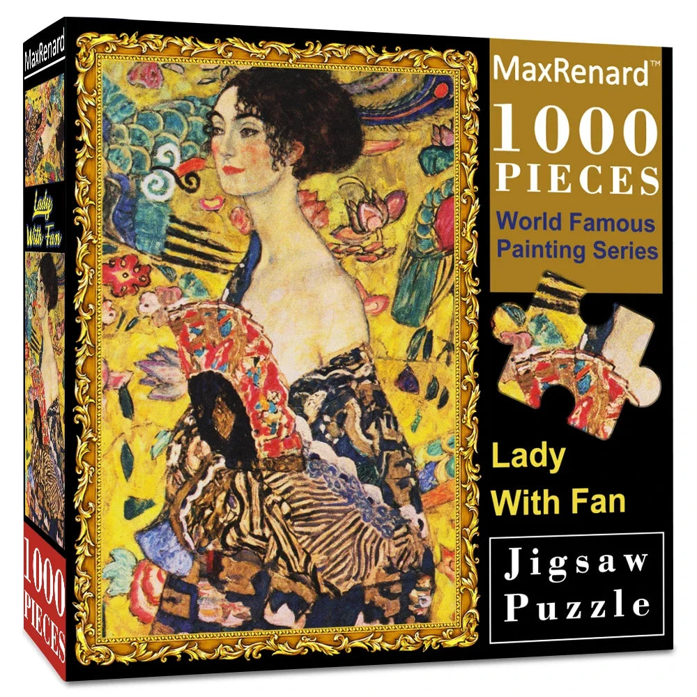 Gustav Klimt's Woman with Fan Jigsaw Puzzle - 1000 Pieces Ziggy's Pop Toy Shoppe