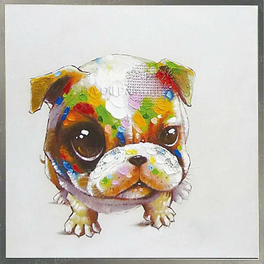 Hand painted Doe-Eyed Dog Oil Painting on Canvas Ziggy's Pop Toy Shoppe