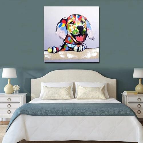 Hand painted Good Boy Dog Oil Painting on Canvas Ziggy's Pop Toy Shoppe