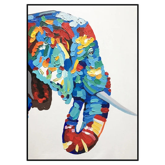 Hand painted Graffiti Elephant Profile Oil Painting on Canvas Ziggy's Pop Toy Shoppe