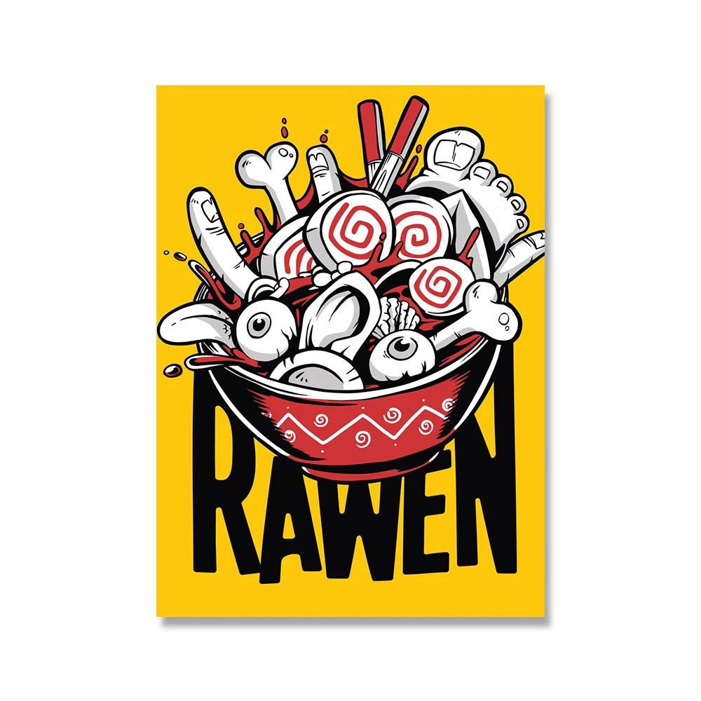Japanese Funny Noodles Wall Art Prints