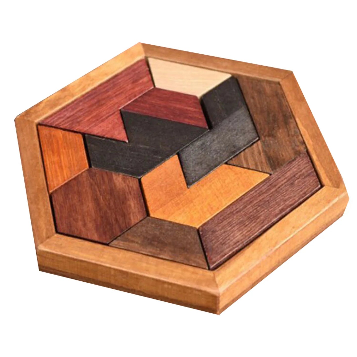 Hexagonal Wooden Geometric Shape Jigsaw Puzzles Ziggy's Pop Toy Shoppe