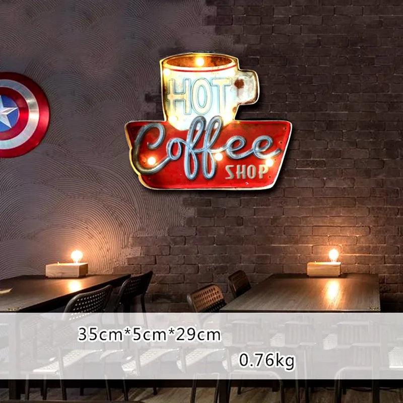 Hot Coffee Vintage LED Neon Sign Ziggy's Pop Toy Shoppe