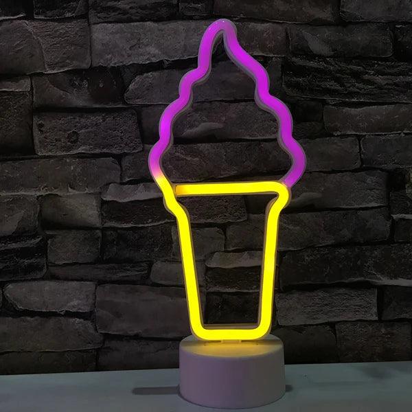 LED Neon Ice Cream Cone Night Light Ziggy's Pop Toy Shoppe