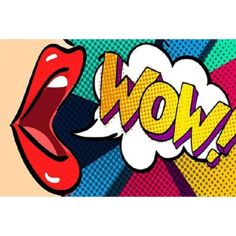 LIGHTNING WOW Comic Style Lips Canvas Painting Ziggy's Pop Toy Shoppe