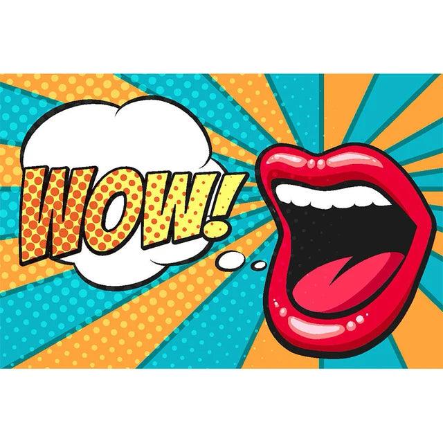 LIGHTNING WOW Comic Style Lips Canvas Painting Ziggy's Pop Toy Shoppe