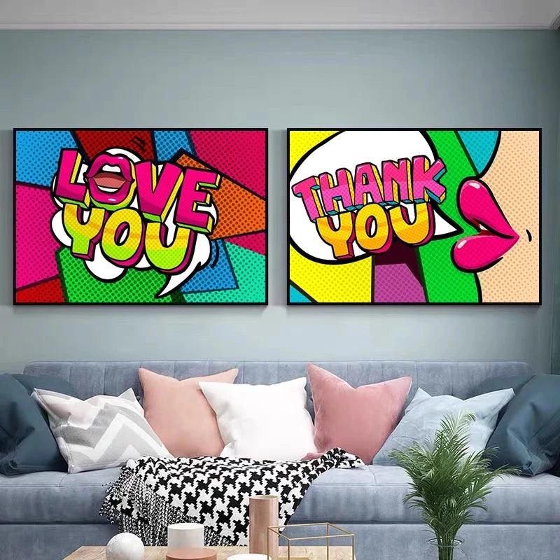 LIGHTNING WOW Comic Style Lips Canvas Painting Ziggy's Pop Toy Shoppe