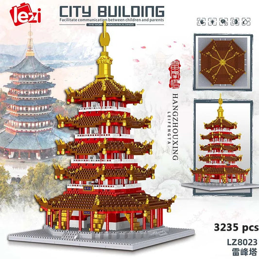 Lezi World Architecture Leifeng Pagoda Building Block Model Ziggy's Pop Toy Shoppe
