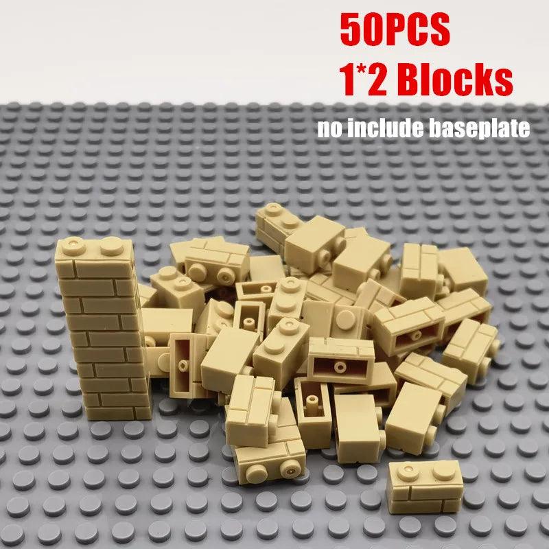 MOC 50PCS City Wall Blocks and Bricks - Doors, Windows Rails, Chains and Support Beams Ziggy's Pop Toy Shoppe