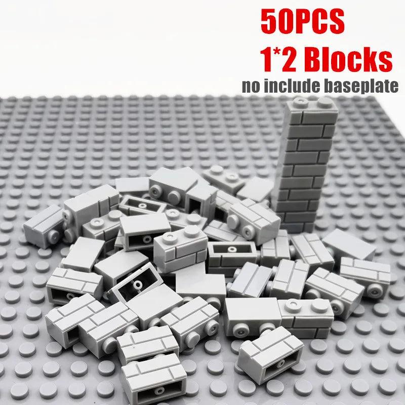 MOC 50PCS City Wall Blocks and Bricks - Doors, Windows Rails, Chains and Support Beams Ziggy's Pop Toy Shoppe