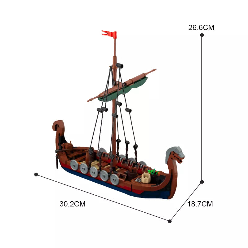 MOC 58275 Medieval Military Viking Ship Building Blocks Model Ziggy's Pop Toy Shoppe