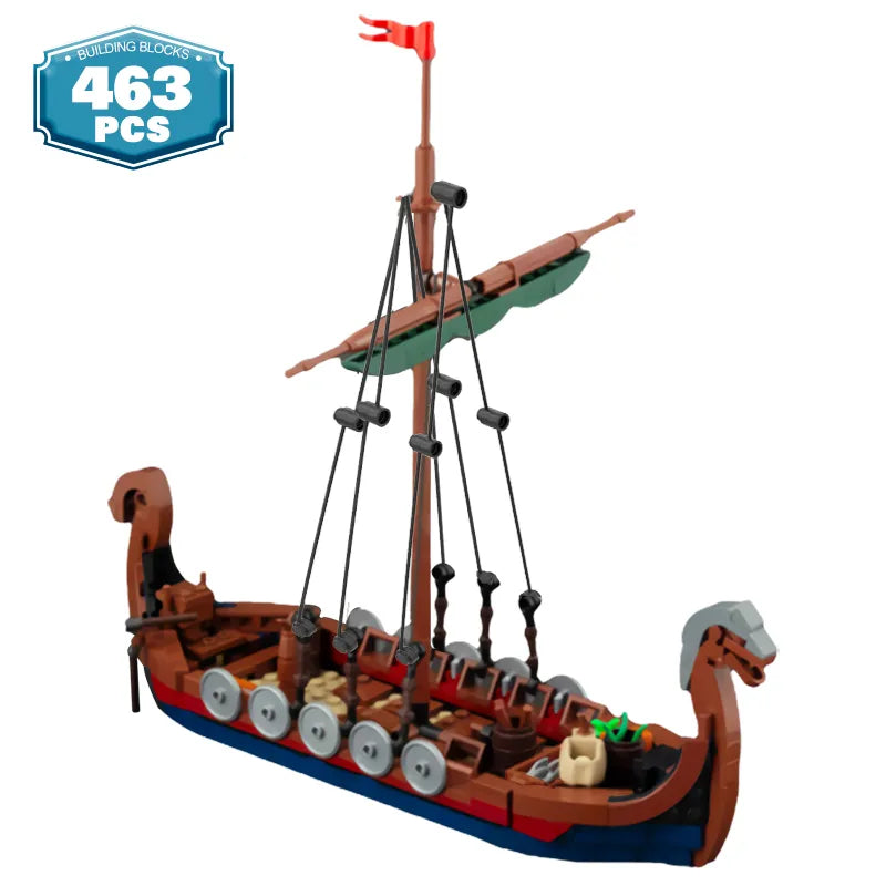 MOC 58275 Medieval Military Viking Ship Building Blocks Model Ziggy's Pop Toy Shoppe