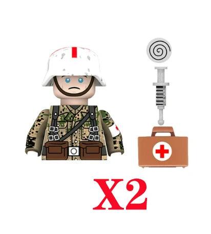 MOC WW2 German/British/US Military Medical Soldier Building Blocks Ziggy's Pop Toy Shoppe