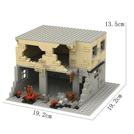MOC WWII Burning Ruins Building Blocks Model Ziggy's Pop Toy Shoppe