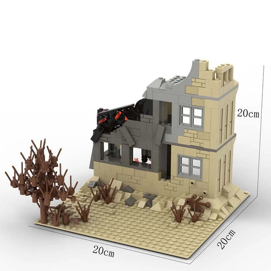 MOC WWII Destroyed Home Still Burning Building Blocks Model Ziggy's Pop Toy Shoppe