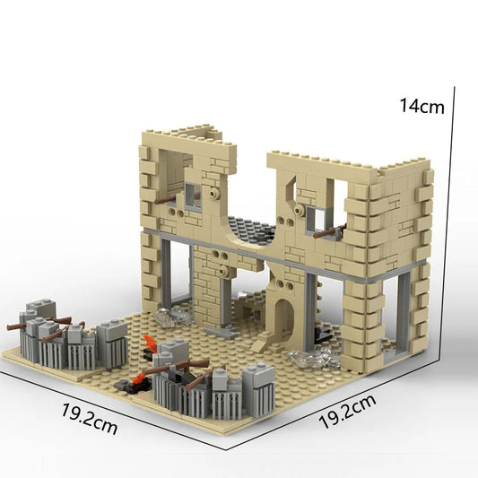 MOC2339 WWII Barricaded Ruins Building Block Model Ziggy's Pop Toy Shoppe