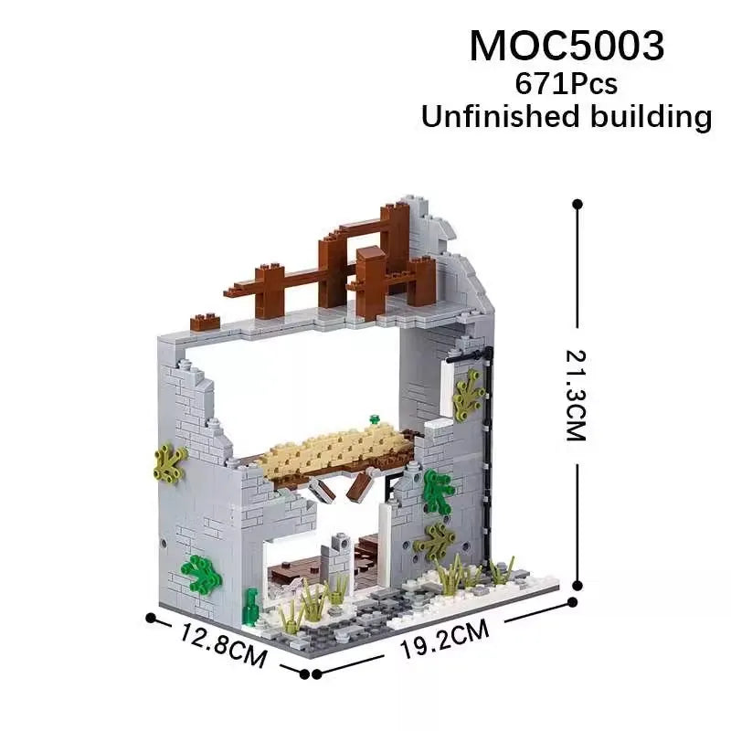 MOC5003 WWII Unfinished Building Ruins Building Blocks Model Ziggy's Pop Toy Shoppe