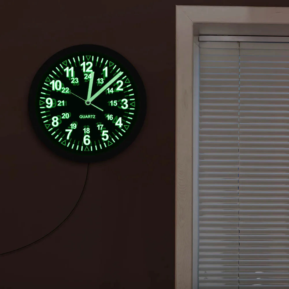 Military Pattern Retro Wall Clock with LED Backlight - 24 Hours Display Ziggy's Pop Toy Shoppe