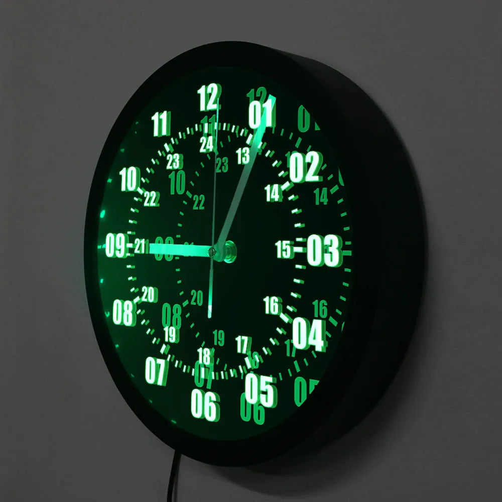 Military Time 24 Hours Display Neon Sign Wall Clock with LED Backlight Ziggy's Pop Toy Shoppe
