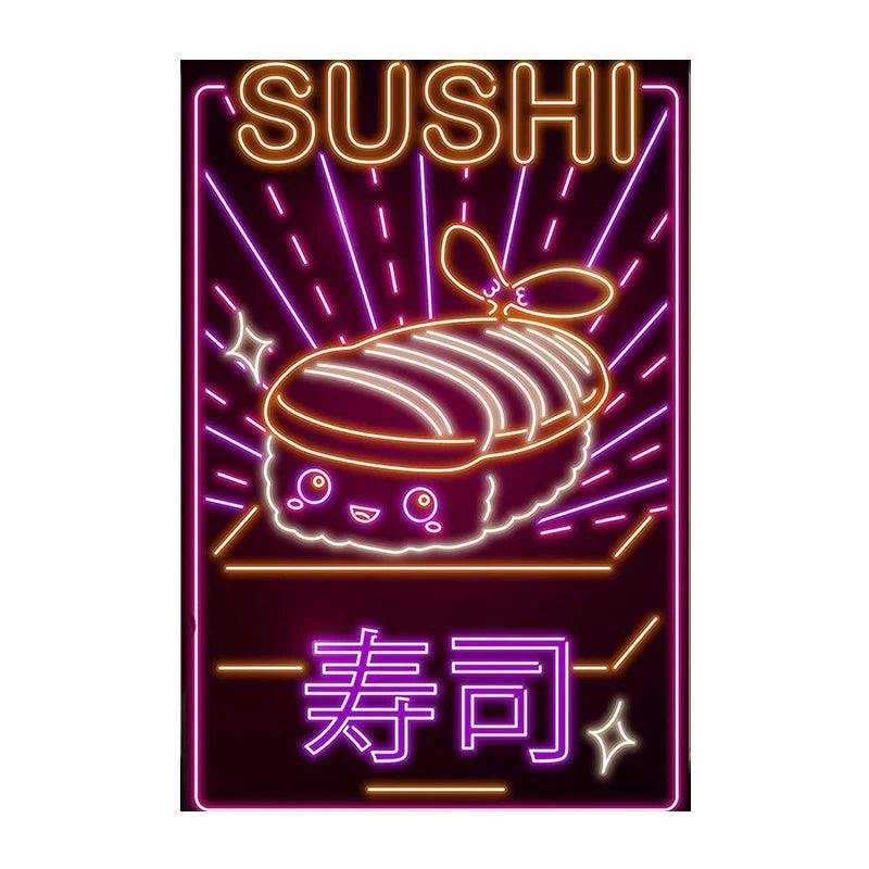 Neon Effect Kitty Ramen Wall Art Ziggy's Pop Toy Shoppe