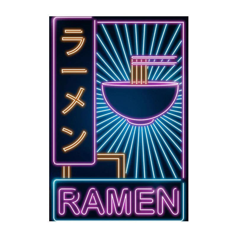 Neon Effect Kitty Ramen Wall Art Ziggy's Pop Toy Shoppe