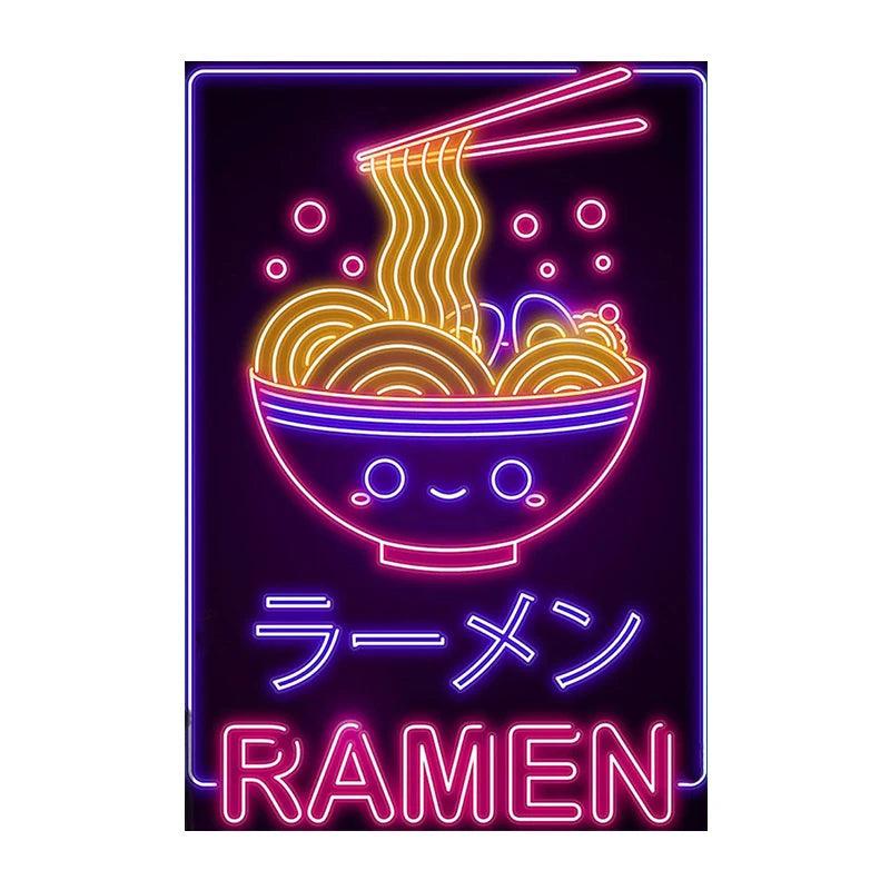 Neon Effect Kitty Ramen Wall Art Ziggy's Pop Toy Shoppe