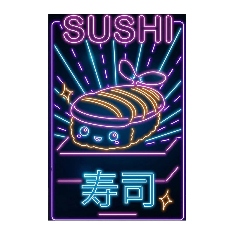 Neon Effect Sushi Blue Wall Art Ziggy's Pop Toy Shoppe