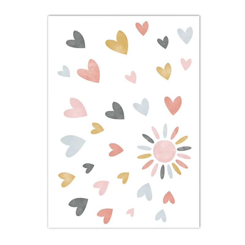 Nursery Sunburst Hearts Painting Ziggy's Pop Toy Shoppe