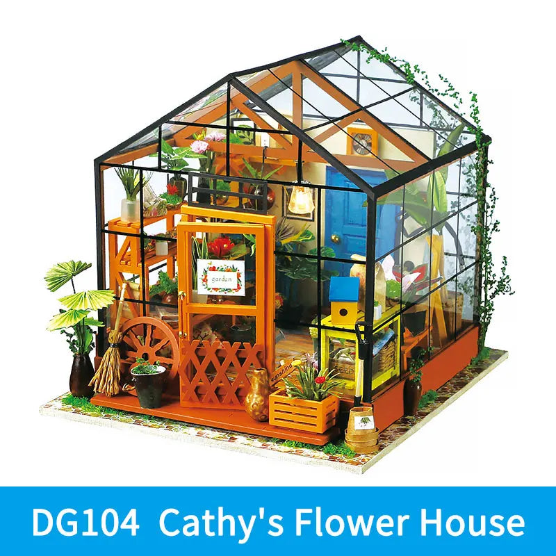 Robotime DIY Cathy's Flower House Wooden Miniature Dollhouse 1:24 Ziggy's Pop Toy Shoppe