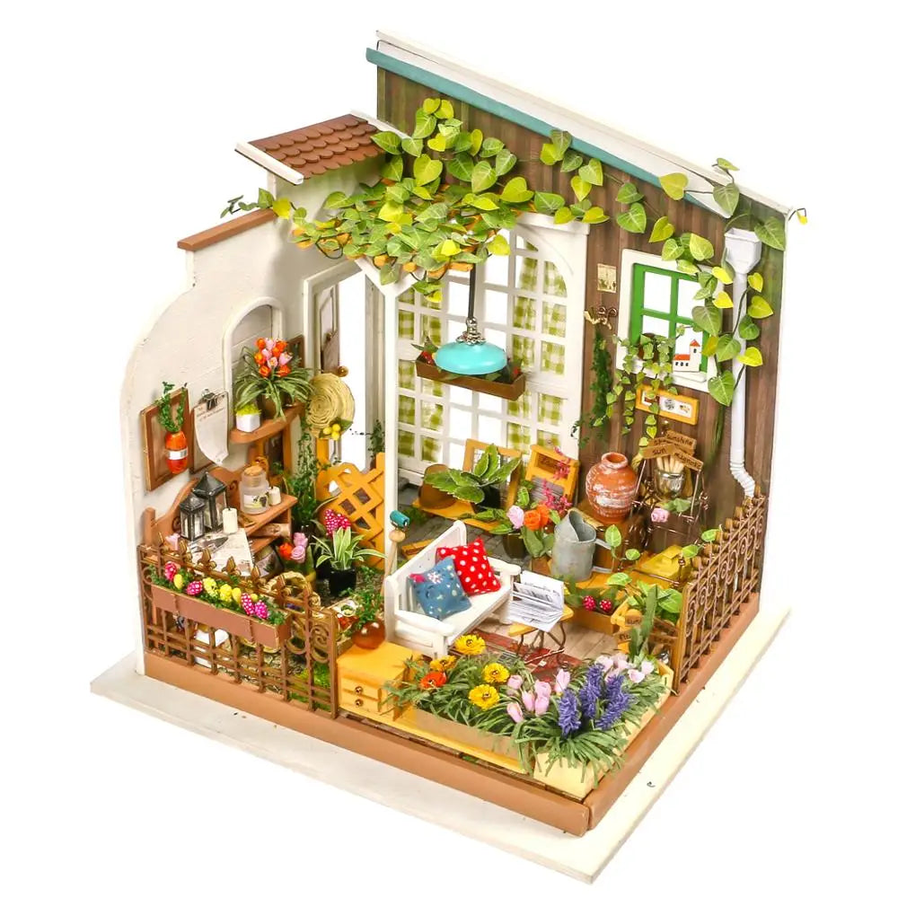 Robotime DIY Cathy's Flower House Wooden Miniature Dollhouse 1:24 Ziggy's Pop Toy Shoppe