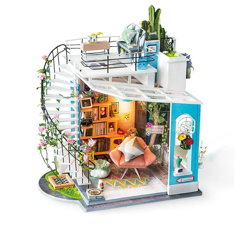 Robotime DIY Dora's Loft Wooden Miniature Dollhouse 1:24 Ziggy's Pop Toy Shoppe