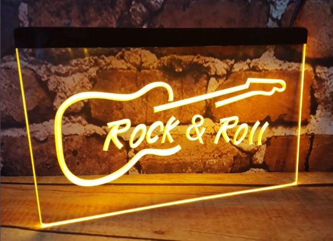 Rock and Roll Guitar Music LED Neon Sign Ziggy's Pop Toy Shoppe