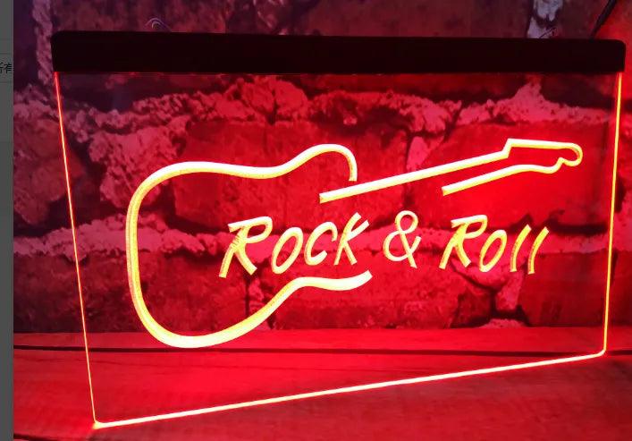 Rock and Roll Guitar Music LED Neon Sign Ziggy's Pop Toy Shoppe