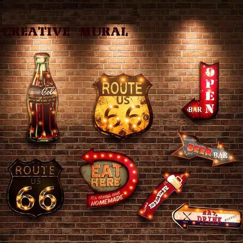 Route 66 Vintage LED Light Neon Sign Ziggy's Pop Toy Shoppe