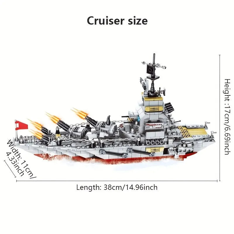 1068pcs Navy Battle Cruiser Ocean Ship Building Block Set
