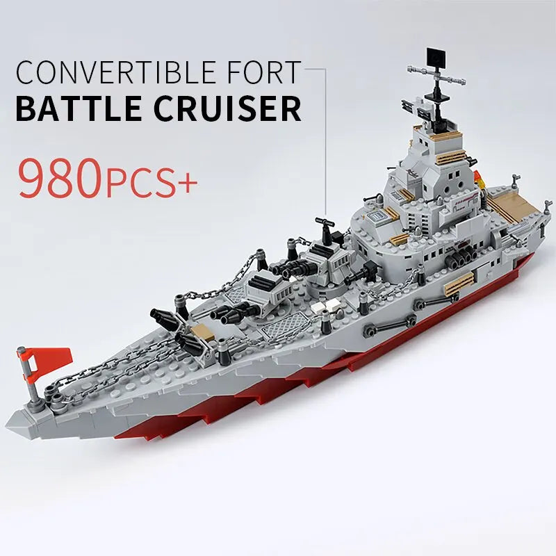 1068pcs Navy Battle Cruiser Ocean Ship Building Block Set