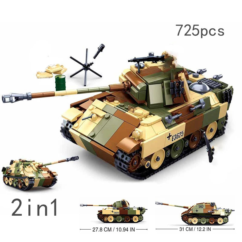 Sluban 742pcs Medium Tank Green M38-B0860 Building Block Model Ziggy's Pop Toy Shoppe