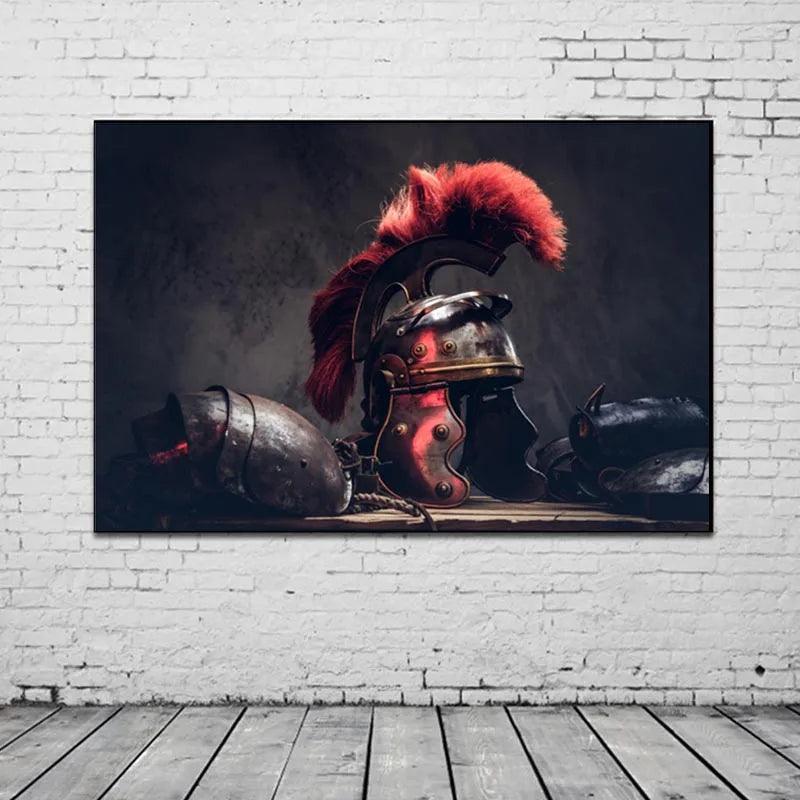 Spartan Warrior Helmet Canvas Painting Ziggy's Pop Toy Shoppe