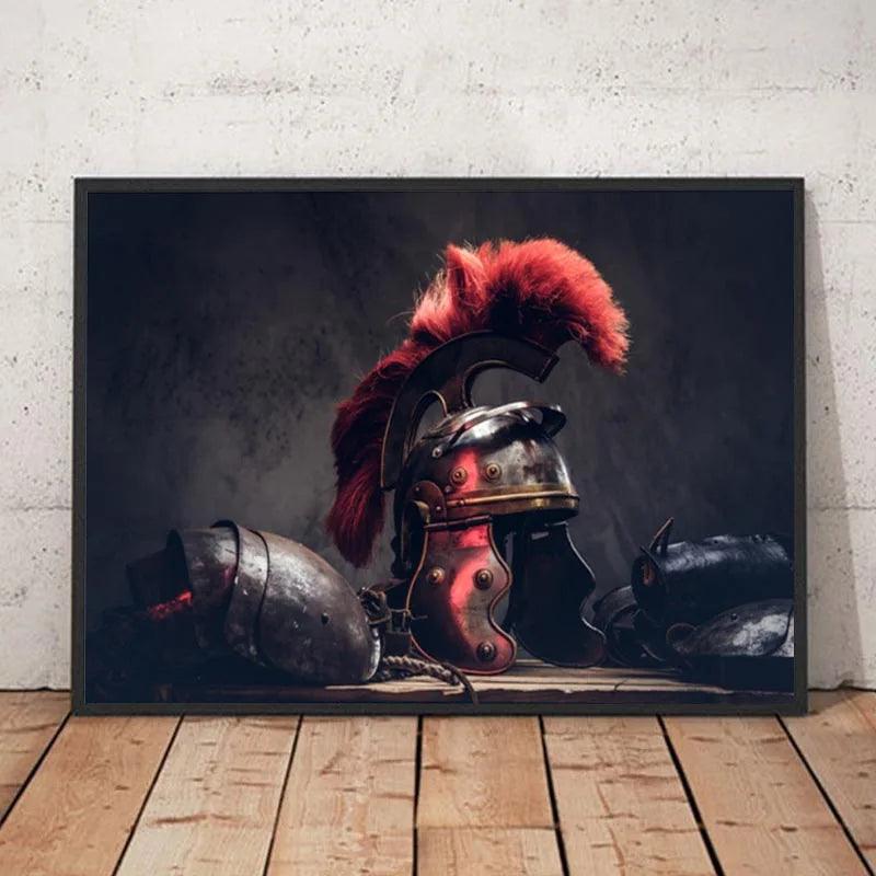 Spartan Warrior Helmet Canvas Painting Ziggy's Pop Toy Shoppe