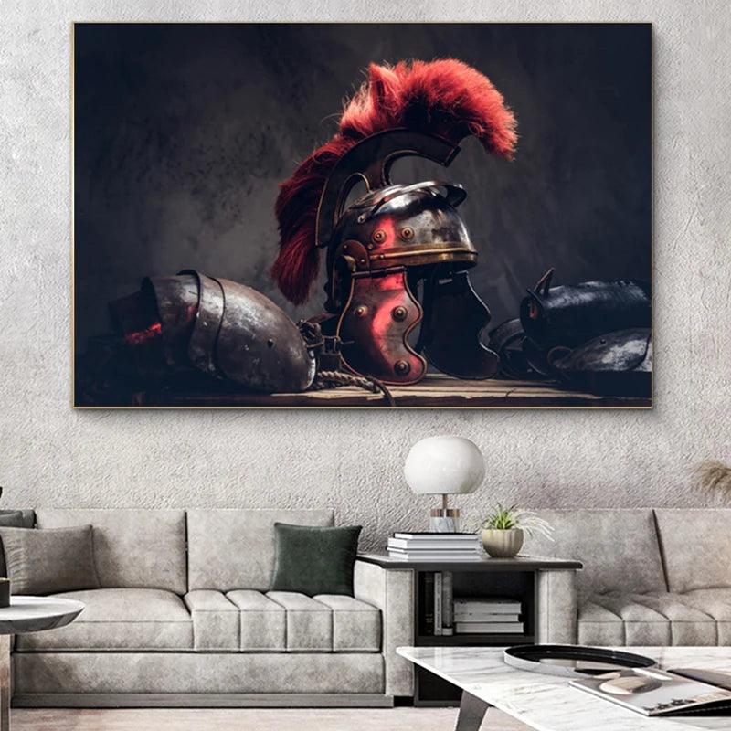 Spartan Warrior Helmet Canvas Painting Ziggy's Pop Toy Shoppe