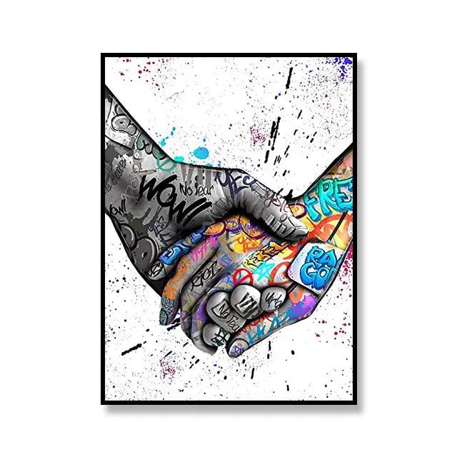 Street Graffiti Pop Art Holding Hands Canvas Ziggy's Pop Toy Shoppe