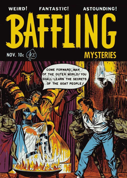 Vintage Baffling Mysteries Comic Book Cover Canvas Ziggy's Pop Toy Shoppe