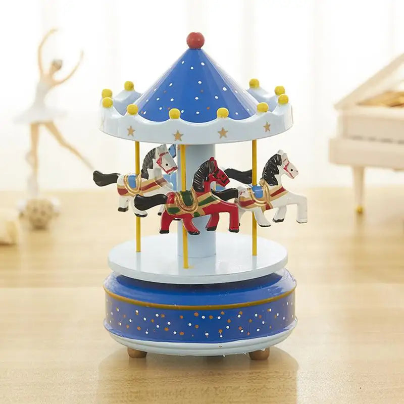 Wooden Carousel Horse Music Box - Four Colors Ziggy's Pop Toy Shoppe