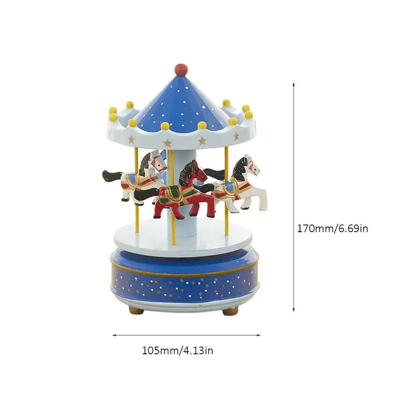 Wooden Carousel Horse Music Box - Four Colors Ziggy's Pop Toy Shoppe