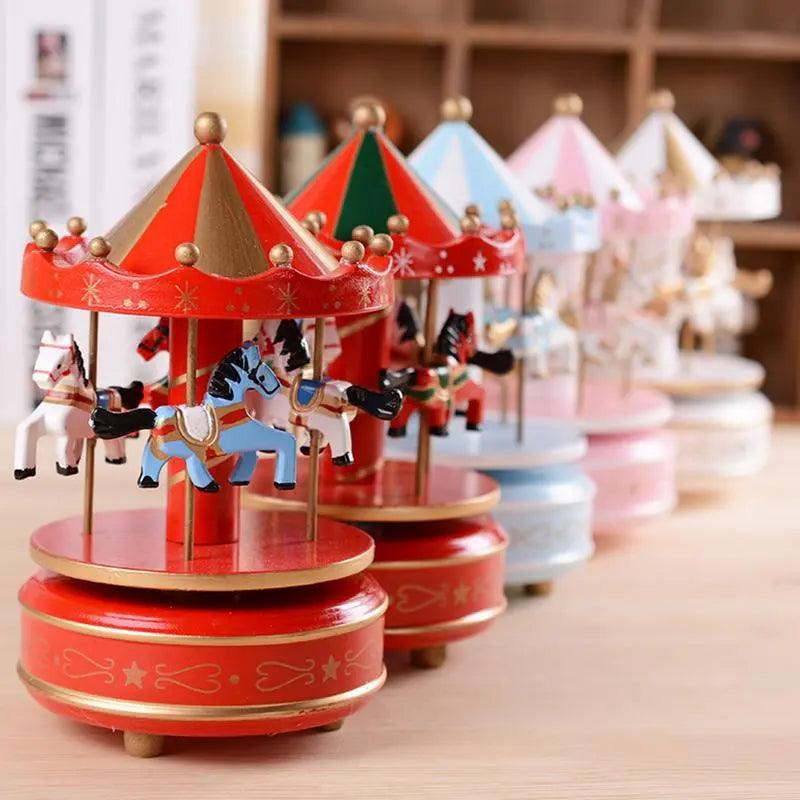 Wooden Carousel Horse Music Box - Four Colors Ziggy's Pop Toy Shoppe